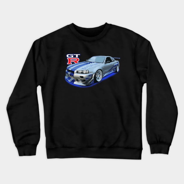 KV2 Athlete Silver JDM CAR R34 bnr34 V-SPEC v-spec II paul walker Crewneck Sweatshirt by cowtown_cowboy